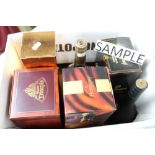 Four boxes containing a selection of wines and spirits - including bottle of Dimple Whisky,