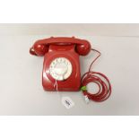 1960s / 1970s BT red telephone with rotary dial, model no.