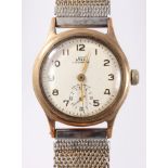 1950s gentlemen's Uno gold (9ct) cased wristwatch with presentation inscription,