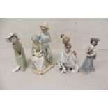 Two Lladro porcelain figures - Curious Girl with Straw Hat and 'Chit Chat', both boxed,