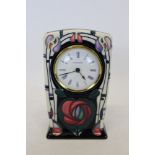 Moorcroft Pottery Charles Rennie Mackintosh tribute clock, impressed marks to base, dated 95,