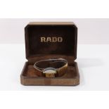 Ladies' Rado Dia Star Automatic wristwatch with diamond markers and date aperture, on gilt bracelet,