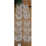 Waterford Crystal Kylemore pattern part table service - comprising six hocks and six claret wine