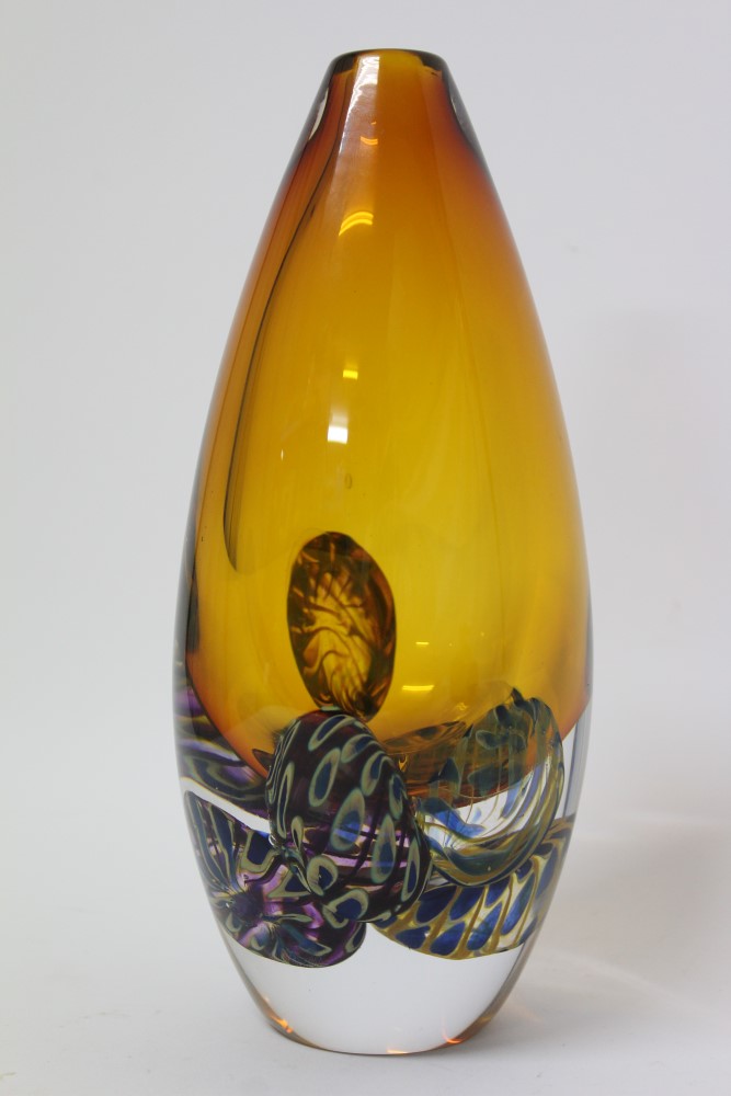 Louis Thompson of Peter Layton Glassblowing Studio signed Aquascape vase,