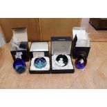 Four Caithness limited edition glass paperweights - Henry VIII Cameo Facet Cut 1979,