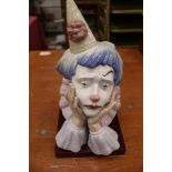 Good quality large Lladro porcelain clown's head with plinth base, model no.