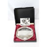 Contemporary silver salver of hexagonal form,