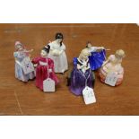 Six Royal Doulton figures - Wendy HN2109, Rose HN1368, Elaine HN3214, Affection HN2236,