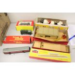 00 gauge railway with station, goods depot, foot bridges and other accessories,