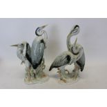 Pair of impressive Karl Ens porcelain figure groups - Herons,
