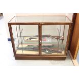 Early 20th century shop display cabinet with glass shelves,