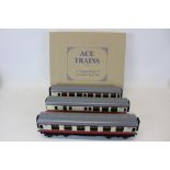 Railway - Ace Trains - two vintage Tin-printed Railway Coaches,