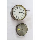 Early 20th century aneroid barometer with silvered dial and separate thermometer, signed - E. J.