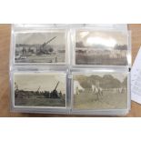 Postcards in folder - military theme - including real photographic, comic, artist-drawn,