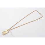 Gold (9ct) ingot pendant on gold (9ct) belcher link chain CONDITION REPORT Weight 36.