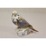 Royal Crown Derby paperweight - Violet Budgerigar