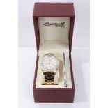 Ingersoll diamond Ronda Startech gold plated wristwatch with diamond set bezel and number markers,