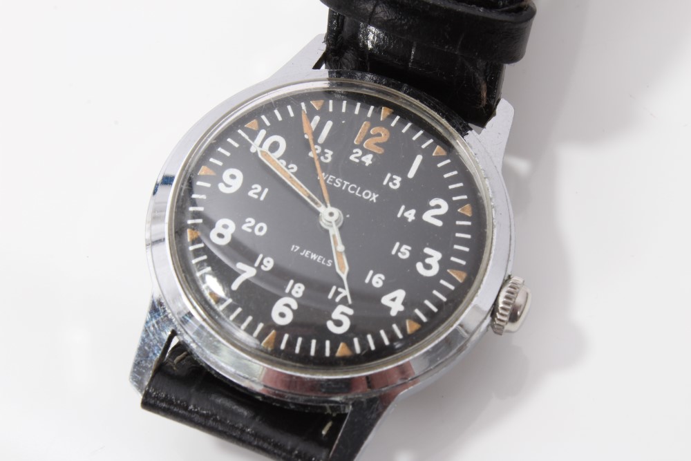 Four military wristwatches - to include Westclox on black leather strap, - Image 2 of 9