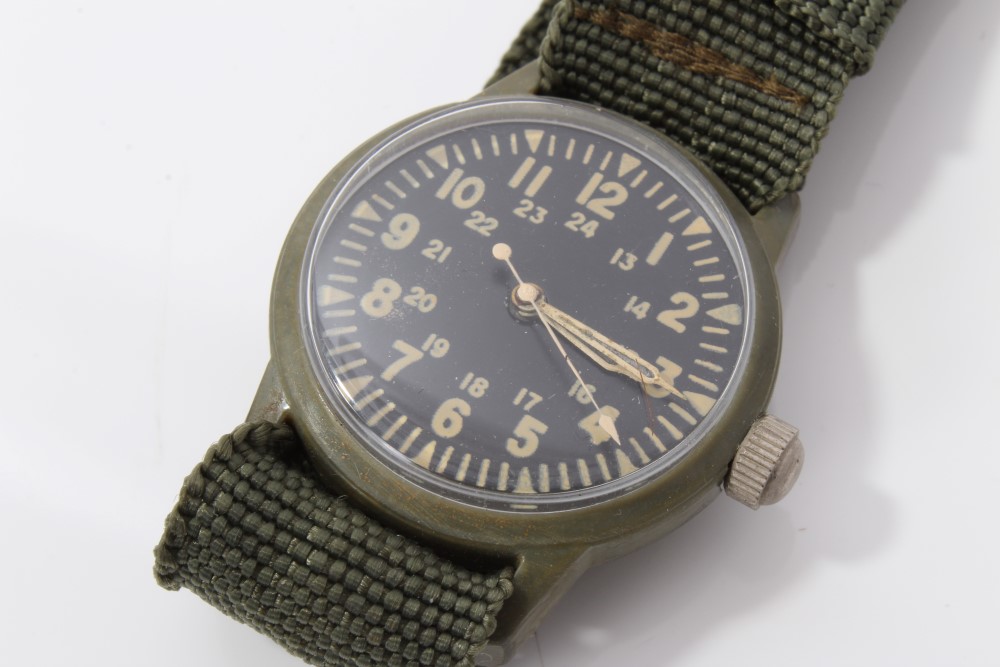 Four military wristwatches - to include Westclox on black leather strap, - Image 8 of 9
