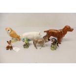 Selection of Beswick figures - including owl, birds, dog, fox, donkey, pig,