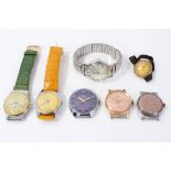 Group of vintage wristwatches - including Tissot on stainless steel expandable bracelet, Olma,