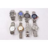Group of various stainless steel wristwatches - including Seiko, Jacques Lemans, Calvin Klein,