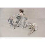 Large Lladro porcelain figure of a pretty lady in flowing dress,