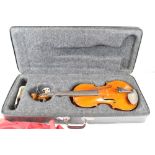 Modern Continental full-size viola, partially de-constructed state, well cased,