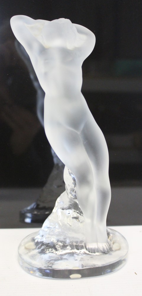 Lalique glass statue of a nude female, signed Lalique France,