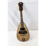 Antique Neapolitan barrel back mandolin with trade label for Pasquale D'isantoac,