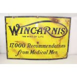 Enamel advertising sign 'Wincaris The Wine of Life, 17000 Recommendations from Medical Men', 91.