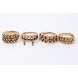 Four gold (9ct) 'knot' rings CONDITION REPORT 19.