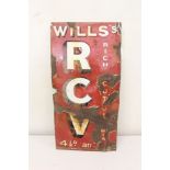 Enamel advertising sign 'Wills's RCV Rich Cut Virginia 4½d an ounce',