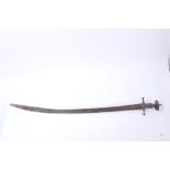 19th Century Indian Talwar, with disc hilt and curved steel blade, 97cm in overall length