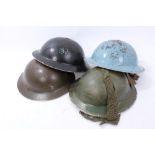 Group of four Second World War British Military MKII Steel Helmets to include Home Front / Civil