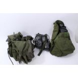 Collection of British Military chest webbing together with two respirators