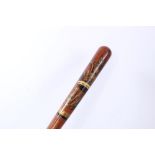 Victorian turned wood truncheon with ribbed grip and painted crowned V.R cypher, and stamped