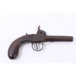 19th century percussion boxlock pocket pistol, signed - D. Egg London, with bag grip, 17cm overall