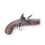 Unusual Georgian flintlock pocket pistol, by Holland, with 8cm 16 bore barrel with fluted rib,