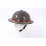 Second World War British Military MKII Steel Helmet with painted finish and badges for - National