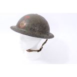 Second World War British Military MKII Steel Helmet with painted finish, National Fire Service Badge