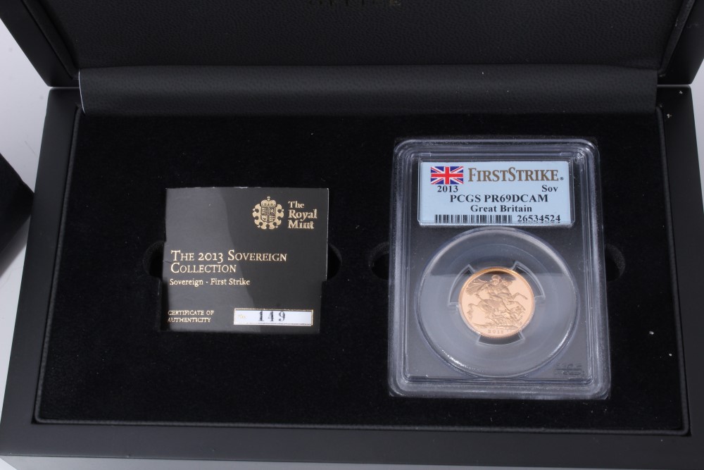 G.B. The Royal Mint ‘First Strike’ Gold Proof Sovereign – 2013, in London Mint Office case with - Image 2 of 2