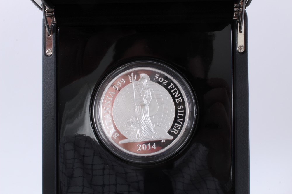 G.B. The Royal Mint – Britannia Silver Proof Five-Ounce £10 coin 2014 - in case of issue with - Image 2 of 2