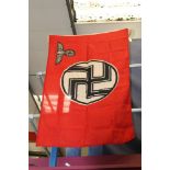 Second World War Nazi Battle Flag with makers label for Schornhosrt & Berger, stamped 90 x 150 (cm)