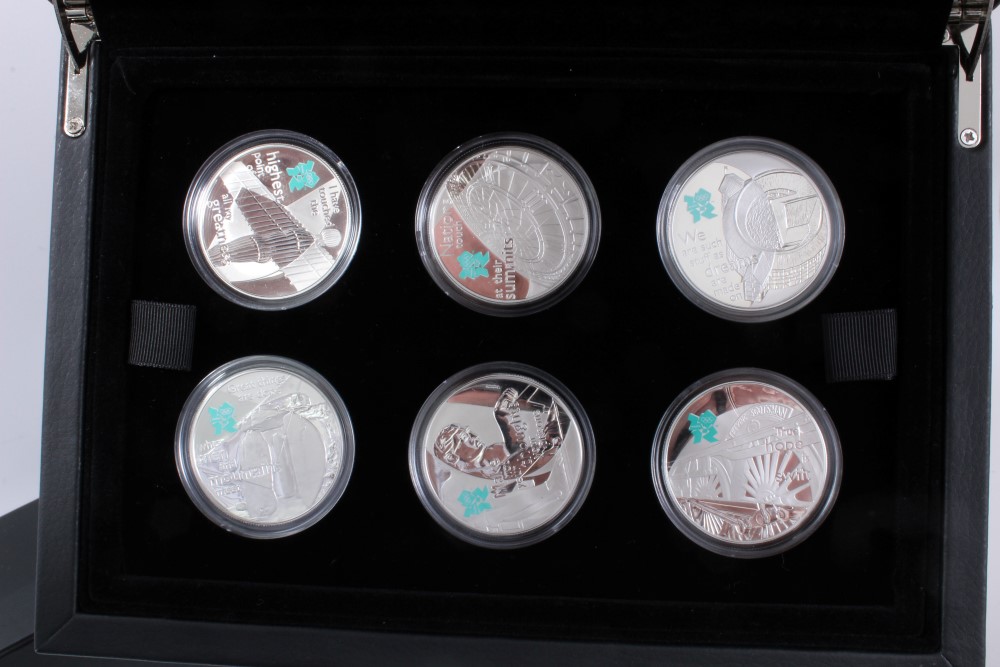 G.B. The Royal Mint Silver Proof Coin Set – containing six Five Pound coins dated 2009, obverse by - Image 2 of 2