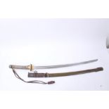 Second World War Japanese N.C.O's Katana with cast alloy hilt, curved fullered blade in steel and