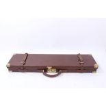 Good Quality Brown Leather Single Shot Gun Case with Brass fittings, 82cm in length