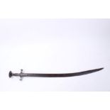 18 th / 19 th century Indian tulwar with disc hilt and curved blade