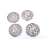 G.B. mixed silver Crowns – to include George III 1819. G – VG, George IV 1821. Good, Victoria Y.H.