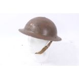 Second World War British Military MKII Steel Helmet with green painted finish and lettering- RP/G (